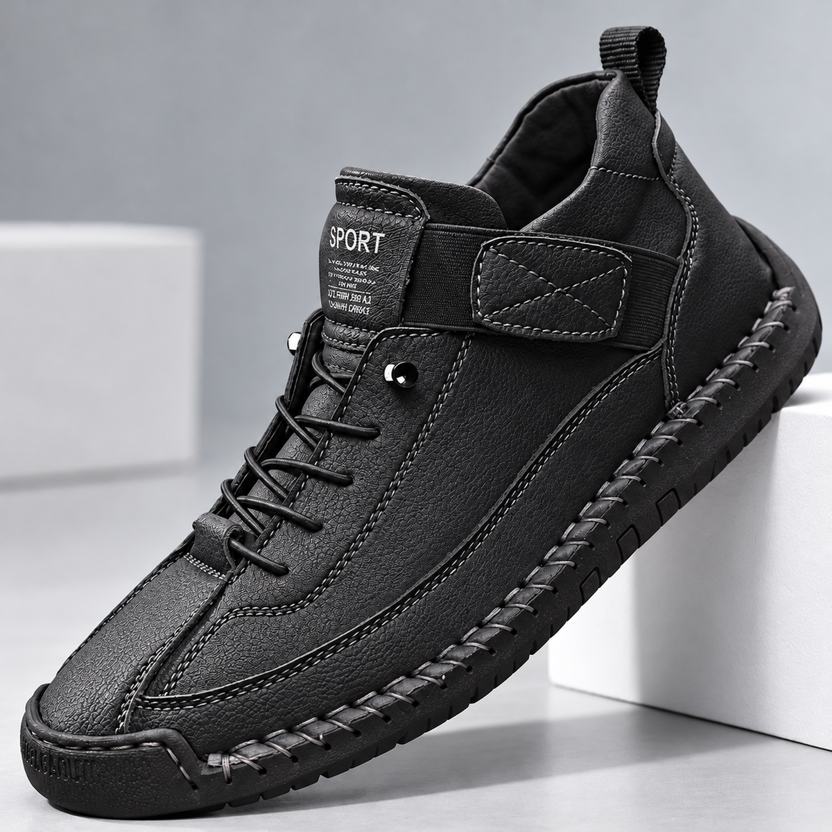Elara women's black comfort shoes, studio product view
